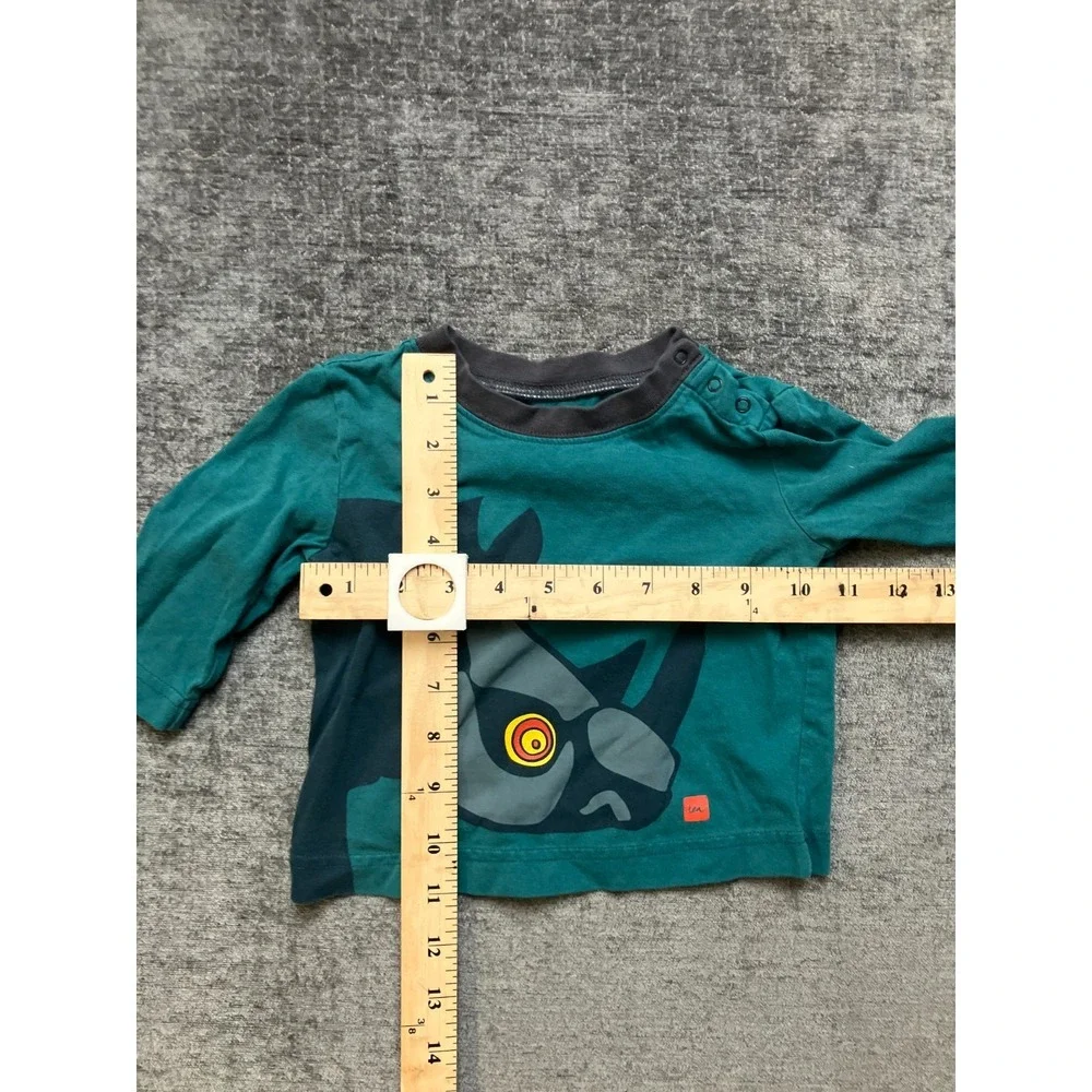 Tea Collection T-Shirt Baby Boys 6-12M Green Rhino Graphic Long Sleeve Side Snap